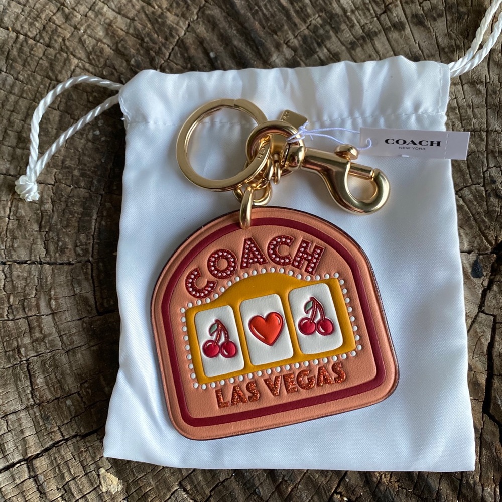 Coach Pink Yellow Brown Red Key Chain - Picture 2 of 4